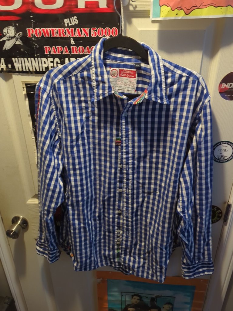 Robert Graham The Freshly Laundered Shirt Adult Medium Checkered Button Up Blue